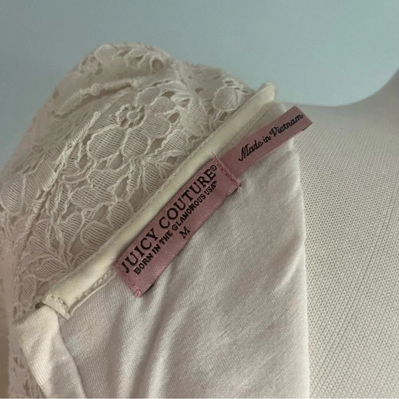 Juicy Couture Cream Lace Gold Button Shift Dress Size Medium - Picture 12 of 14